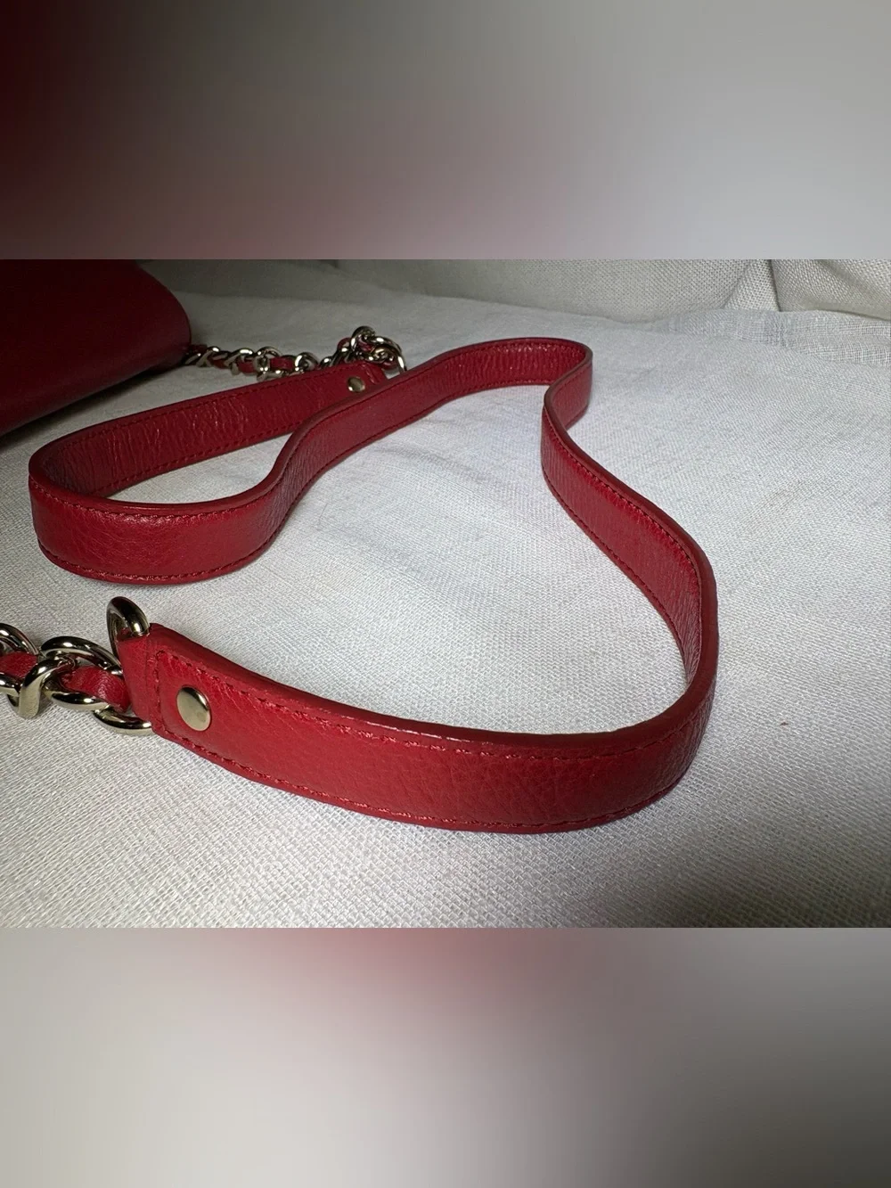 Kate Spade CherryRed Quilted Leather Crossbody Bag Gold Turnlock Chain Strap Y2K